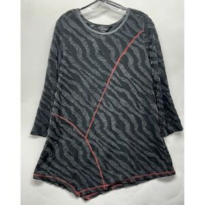 Ali Miles Womens Size L Black 3/4 Sleeve Embellished Blouse Top (L2)